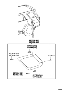 6273035170-Window assy, quarter, rear rh