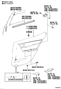 6764002V70C0-BOARD SUB-ASSY, REAR DOOR TRIM, LH