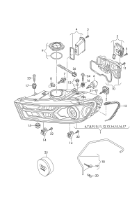 4M0941043-Headlamp, for gas discharge bulb