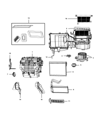 68018095AA-HOUSING DISTRIBUTION INCLUDES: DEFROST, PANEL, FLOOR, AND AIR MIX DOORS, LINKS,