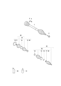 3QG501203B-Shaft, w/belt outer cv joint