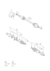 3QD407271G-Swing shaft with cv joint