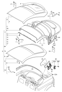 8J7898397-1 set of retainer for wiring harness folding roof tray