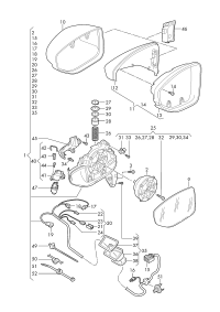 4K1857409S-Mirror assy-outer w/power adj