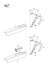 7P1868169AK84-Armrest (artificial leather) titanium black
