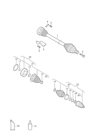 5ND501203-Shaft, w/belt outer cv joint
