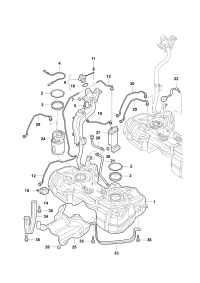 5ND201060-Fuel tank with mounting and narrow filler neck for unleaded fuel individual parts see: