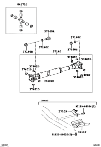 0437160070-Spider kit, front propeller shaft universal joint