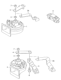 3B0951221-HORN TRUMPET 12V 400/500HZ VW