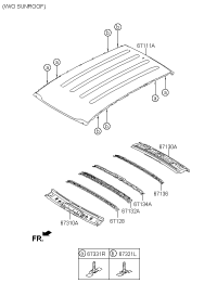 671413W000-Rail assy-roof rr