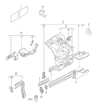 7P0803091C-Rail with stiffener and weld nut