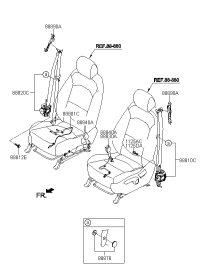 88840D8000WK-BUCKLE ASSY-FRONT SEAT BELT,RH