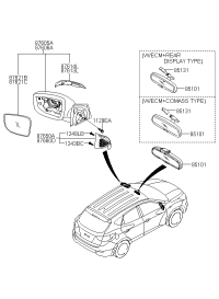 851013F400-MIRROR ASSY-RR VIEW INSIDE