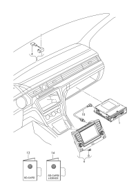 3Q0035877B-Control unit, for information electronics unit with radio, bluetooth and SD/CD drive
