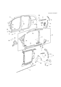 9066133-Reinforcement, body side inner panel (including 14-18) (10.695)