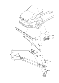7N1955425-WIPER BLADE-AERO LH