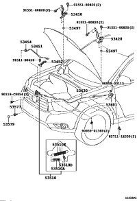 534100E100-HINGE ASSY, HOOD, RH