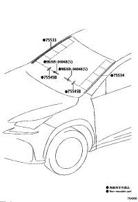 7553578010-MOULDING, WINDSHIELD, OUTSIDE RH