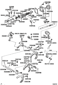 332050D010-SHAFT SUB-ASSY, GEAR SHIFT FORK, NO.1