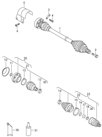 3C0407271AJ-Swing shaft with cv joint