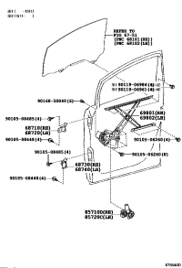 6980158030-REGULATOR SUB-ASSY, FRONT DOOR WINDOW, RH