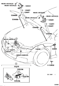534100P030-HINGE ASSY, HOOD, RH