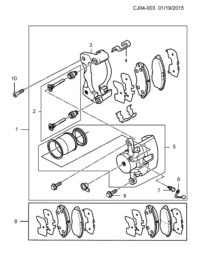 26263450-Caliper (BP rear parts for service) (incl 2-8,11) (white)