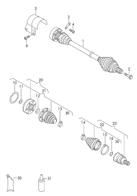 5Q0407271A-Swing shaft with cv joint