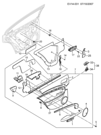 9013996-Garnish assy-rr dr (incl. 1,2, 4,6, 8,9, 11,12, 15,19, 21,36, 37)