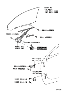 698020E040-Regulator sub-assy, front door window, lh