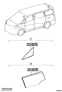 6211058040-WINDOW ASSY, FRONT SIDE FIX, RH