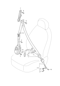 8W0857705A-Three-point seat belt with automatic unit and belt tensioner * *