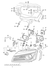 4H0941043-Headlight, for gas discharge bulb