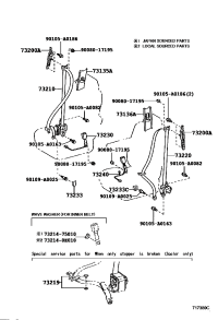 7323008030E0-BELT ASSY, FR SEAT