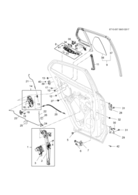 95920040-Regulator (without motor), rear door window