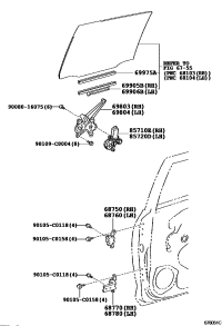 698030R020-REGULATOR SUB-ASSY, REAR DOOR WINDOW, RH
