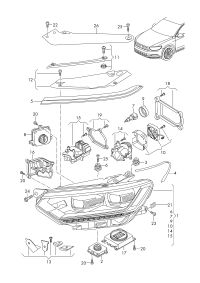 3G1941114A-LED headlight (for traffic only) no position: joint use position: