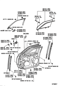 6749150020-GARNISH, FRONT DOOR WINDOW UPPER BRACKET, RH