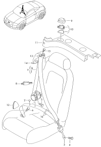 8J8857705D-Three-point s/belt complete with auto unit, s/belt tensioner and child seat hold