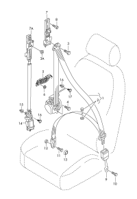 8K1857705J-Three-point s/belt with automatic unit, s/belt tensioner & force limiter> handel **note the hazardou