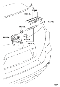 851300E040-MOTOR AND BRACKET ASSY, REAR WIPER