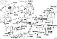 7570848030-MOULDING SUB-ASSY, REAR DOOR WINDOW FRAME, LH