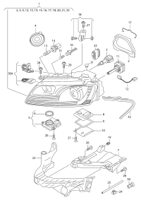 8T0941029AK-Headlight, for gas discharge bulb