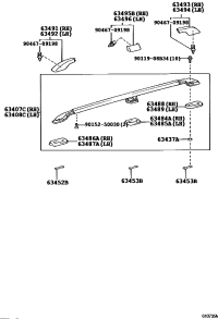 6348460040-CUSHION, ROOF RACK LEG, CENTER RH