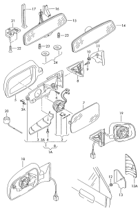 8D0857535AJ-Mirror glass (aspheric wide angle), with support plate