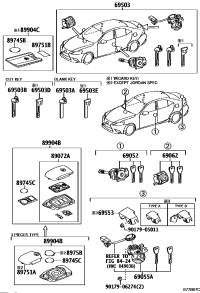 6905253090-CYLINDER & KEY SET, DOOR LOCK, LH