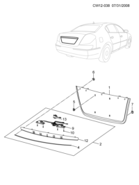 9048285-Cover, rear license plate female garnish (incl. 5,7)