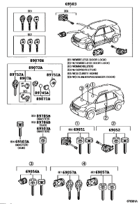 690510K011-CYLINDER & KEY SET, DOOR LOCK, RH