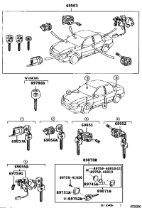 6905133230-CYLINDER & KEY SET, DOOR LOCK, RH