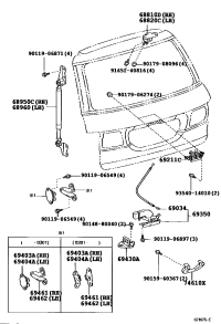 6895028220-STAY ASSY, BACK DOOR, RH